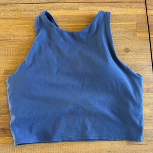 Athleta Conscious Blue Sleeveless Sports Bra Crop Top size small athleisure